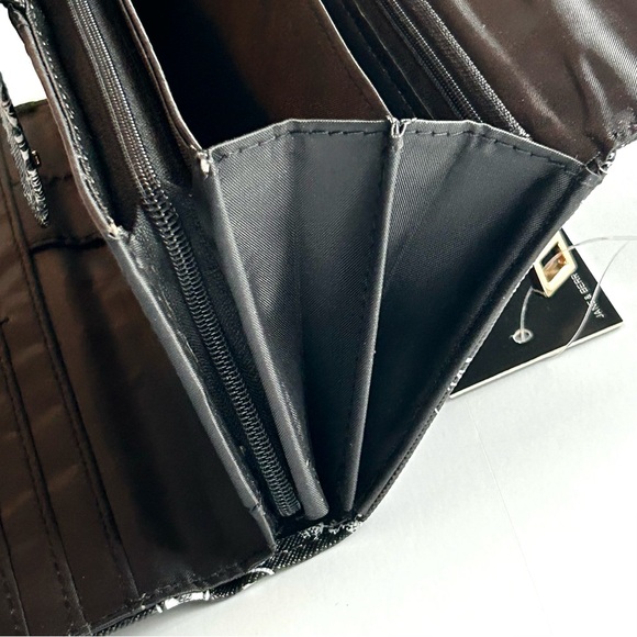 🍒NWT Jane & Berry Paris Print Large Accordion Wallet. Black/White/Red - Picture 8 of 11